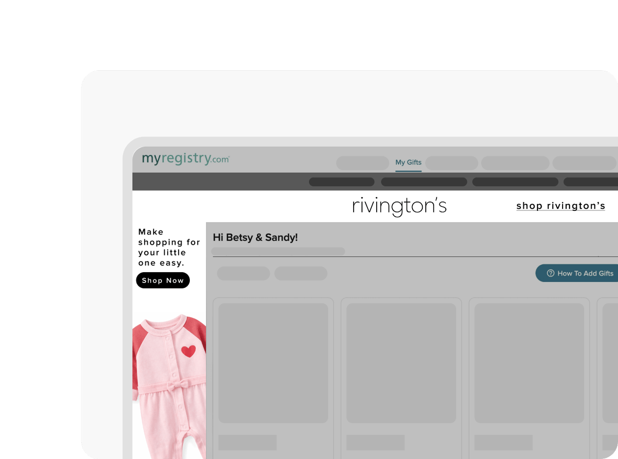 Example MyRegistry page with display advertising placements