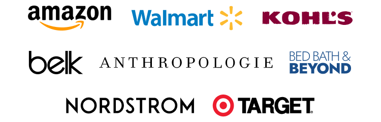 Swirly blue lines sit behind the logos of major retailers that offer wedding registry services.
